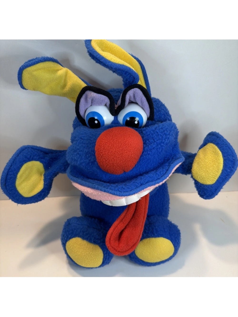 VTG 1987 Fisher Price 18" FUNNY FREDDY Blue Dog Plush Doll Posable Monster Ugly
